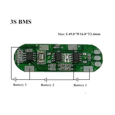 China Bms Li ion 3s 9.6V 3S lifepo4 battery BMS PCM PCB with balance charging function for sale