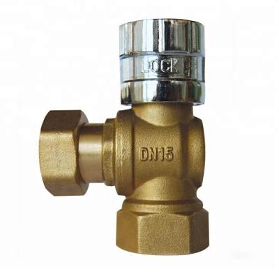 China For Water Network Angle Type Water Meter Lockable Brass Ball Valve With Magnetic Lock for sale