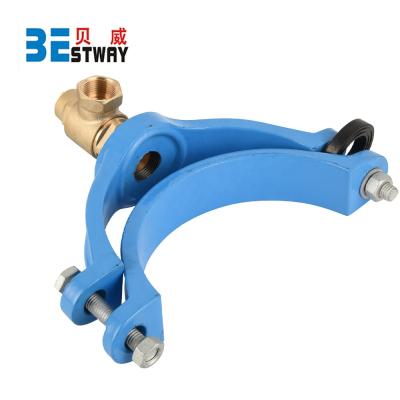 China Good Quality Water Control Ferrule With Cast Iron Saddles Straps For Plastic Pipe for sale