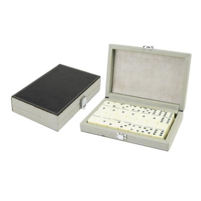 China PU Plastic Custom Leather Box With Domino Set Dominoes Board Game for sale