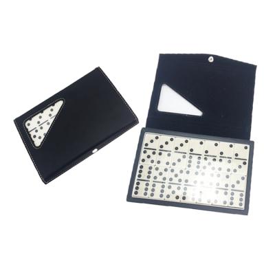 China Custom Fashion Travel Domino Case PU Leather Box Dominoes Game Sets for sale