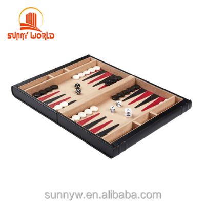 China Custom Leather Folding Chess Controller Storage PU Board Game Backgammon Multiple Chess 3 Playing.and In 1 Game Set for sale