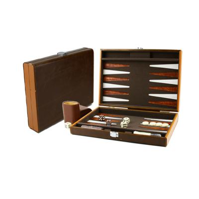 China Backgammon Game Sets Customs Backgammon Board Game Set Travel PU Leather Backgammon Set for sale