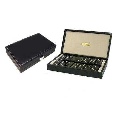 China Fashion Custom PU Leather Box With Double Six Dominoes Set Domino Game for sale