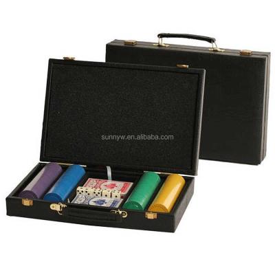 China Wholesale Best Quality Leather Case Chips Box Poker Chip Set Board Game 300pcs Chips Box Poker Chip Board Game Case for sale