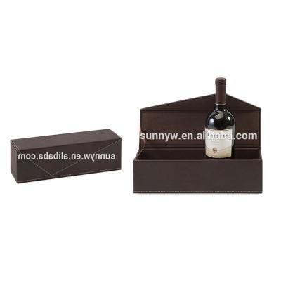 China Luxury Custom PU Leather Beverage Wine Storage Box Simple Bottle Beverage Packing Case for sale