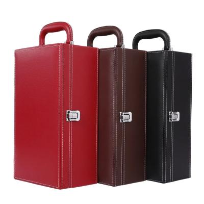 China Fashionable Custom Wine Storage Box Double Bottles Leather Wine Box With Wine Opener for sale