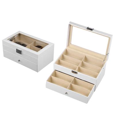 China Wholesale Handmade PU Eyeglass Storage Organizer Display Case Sunglass Leather Box for sale