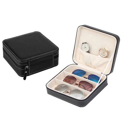 China Custom Glass Storage Box 3-Slot Travel Sunglass Organizer Eyeglass Storage Box for sale