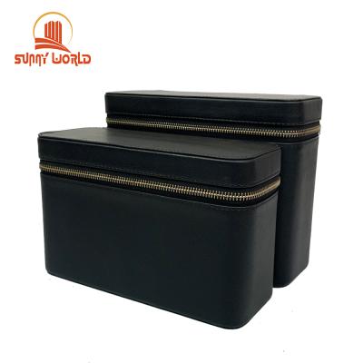 China Fashion Custom PU Leather Zipper Case Makeup Cosmetic Storage Box for sale