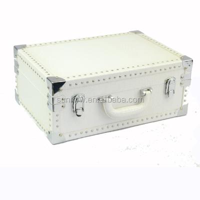 China Sustainable Custom PVC Leather PU Storage Box Container Case With Handle Suitcases for sale