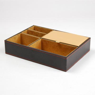 China Custom Wholesale PU Desk Organizer Leather Table Desktop Storage Tray Box for sale