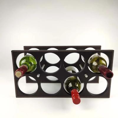 China Custom Wholesale Convertible PVC PU Wine Storage Rack Leather Wine Rack Wine Shelf for sale