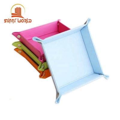 China Viable Custom Leather Portable Foldable Coin Tray Sundries Trays PU for sale