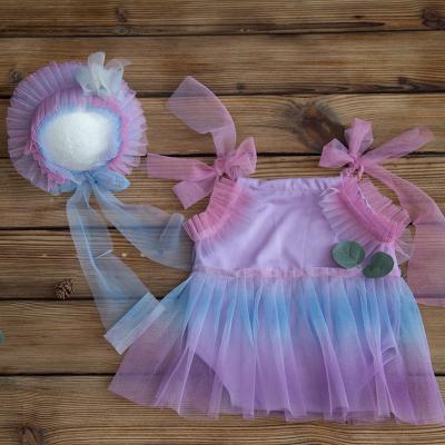 China Eco-Friendly Newborn Cute Princess Lace Dress Photography Props Baby With Flower Headband Baby Accessories for sale