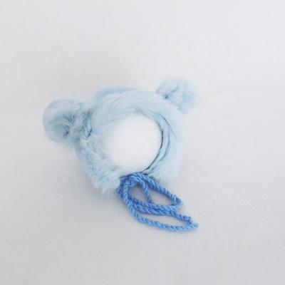 China Imitate Animal Pom Pom Bonnet Photography Newborn Props Handmade Baby Fuzzy Hat Photo Props Baby Photography Products Hat for sale