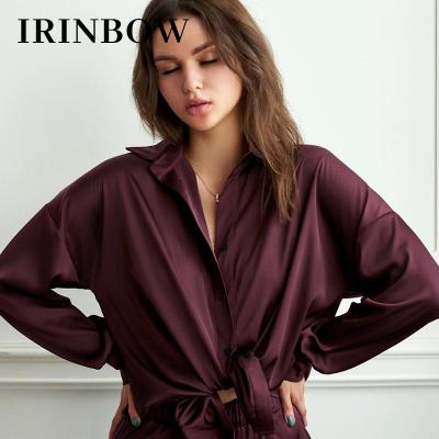 China IRINBOW DDS0039 QUICK DRY silk family shorts pajamas satin pajama sets matching bridesmaids dresses sexy night dresses for ladies long for sale