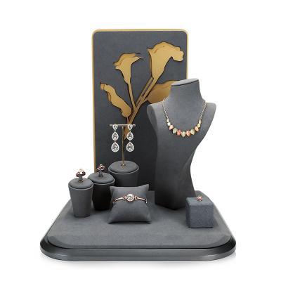 China OEM+ODM+wholesale gray high quality microfiber jewelry stand, new design jewelry display props for sale