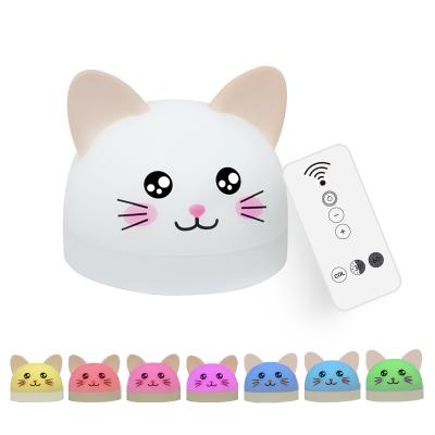 China Minimalist Cute Cat Alarm Clock For Children With 7 Colors LED Lamp Timer Snooze Rechargeable Night Light Christmas Kids Gifts for sale