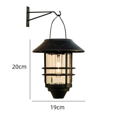 China Eco-friendly Retro Solar Wrought Iron Lantern Hanging Lamp Tungsten Lamp Garden Terrace Outdoor Decoration Waterproof Light for sale