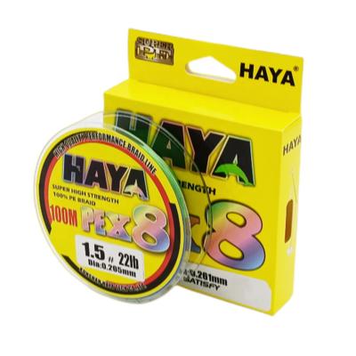 China HAYA X8 PE Braid Braided High Strength Fishing Line 100m Japan 8 Braided Wire Fishing Lines for sale