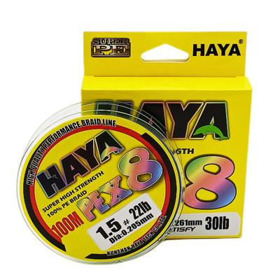 China PE X8 HAYA 100m PE Braid Material High Strength PE Braid Fishing Line 100m Yarn Japan 8 Light Green Braided Wire for sale