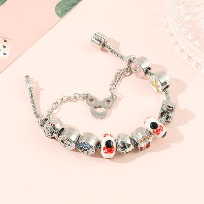 China Wholesale Hot Selling Cute Loose Bead Alloy Bracelet Kids DIY New Mickey Peripheral Casual/Sports Anime Minnie Bracelet Friendship Gift for sale