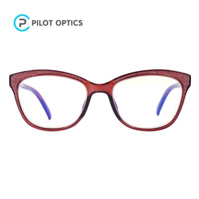 China Thin Pilot Optics EN ISO 13485 BSCI Cat Eyes With Red Transparent Crystals Reading Glasses for sale