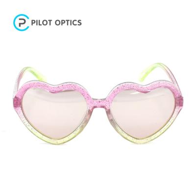 China Fashion Sunglasses Pilot Optics 2022 Hot Sale Fashion Custom Logo Glitter Heart Sunglasses for sale