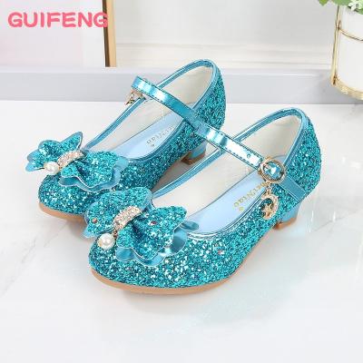 China Breathable Colorful Glitter Girls Princess Girls Party Shoes High Heels Shoes 2023 Summer Children's Sandals Shoes for sale