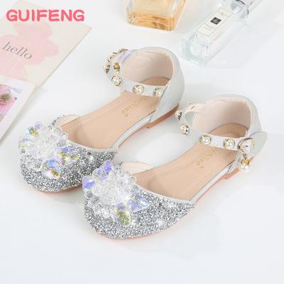 China New Breathable Kids Shoes Pearl Rhinestones Shining Princess Shoes Baby Girls Kids Shoes for Party and Wedding for sale