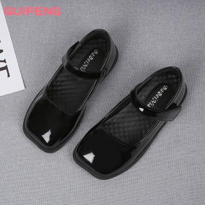 China Children's Breathable Princess Shoes PU Leather Trim Small Black Female Students Educate Shoes Performance Label Stylish Shoes for sale