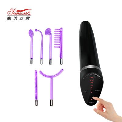 China Skin Tightening Red Light Adjustable Electric Black Electric High Frequency Therapy Equipment Factory Price Facial Lifting Beauty Wand (LW-058) for sale