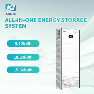 China KonJa Hybrid Inverter All In One Lithiumbatterie 51.2V 5.12kWh 10.24kWh 15.36kWh Residentiële batterij met LED-scherm Te koop