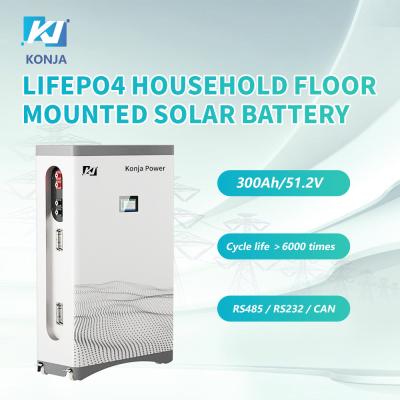 China KonJa Household IP50 Grade A Battery Cell Deep Cycle 51.2v 300Ah 15.36kWh Wall Mounted Solar Battery with screen for sale