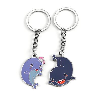 China Custom Cute Soft Colorful Sea Animal Dolphin Cartoon Souvenir Enamel Key Chain for sale