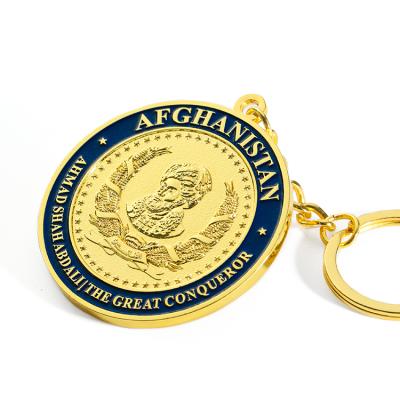 China Souvenir Gift Metal 3d Embossed Best Custom Commemorative Challenge Coin Gold Medallion Key Chain for sale