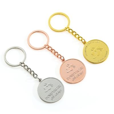 China Souvenir Gift Metal Coin Gold Silver Copper 2022 Custom Logo Key Chain Key Chain With Engraved Logo for sale