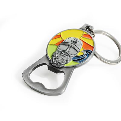 China Custom Logo Souvenir Gift Soft Enamel Metal Football Souvenir Bottle Opener Soft Key Chain for sale