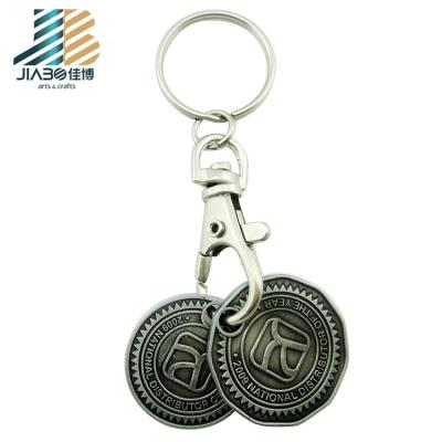 China Souvenir Matel Round Custom Logo Shopping Trolley Key Chain for sale