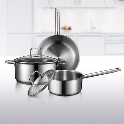 China Sustainable ASD Stainless Steel Kitchen Cookware Makers Cooking Pot Set Ceramic Cookware Stainless Steel Cookware Set for sale