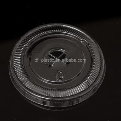 China 90mm Disposable Pet Lids Flat With X For Cups Fit Diameter 90mm With Straw for sale