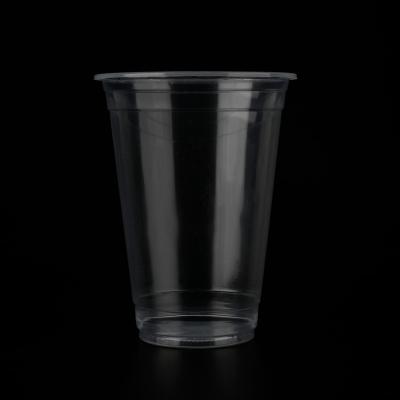 China Wholesales 500m/16ozl sustainable clear pp plastic cup disposable with lid milktea juice cups custom logo printed for sale