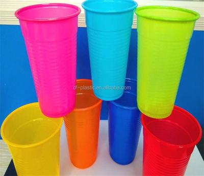 China Disposable 7oz PP Colors Eco-Friendly Stocked Colored Mugs Alone For Juice Beer With Custom Logo Printed for sale