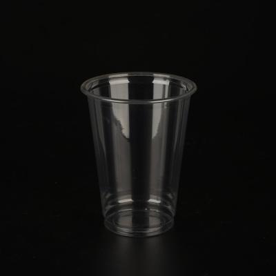 China Single Wall PET 12 oz Disposable Plastic Cup For Cold Drinking With DOM Or Flat Lids Custom Logo Printed for sale