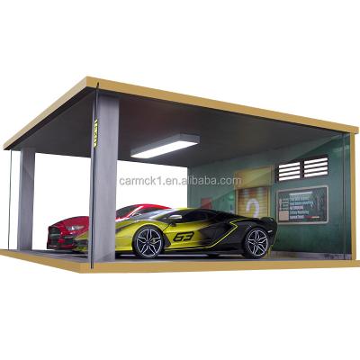 China 1:18 Simulation Parking Lot Model Wooden Box Toy Car Locker Dustproof Underground Garage Live Display Car Model Storage for sale