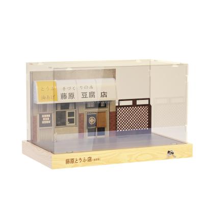 China Solid Wood Parking Simulation Car Garage Model 1/32 Lot Scene Acrylic Display Model Box for sale