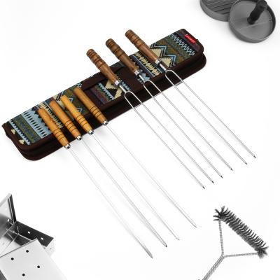 China Thermal Resistance 3803 BBQ Cloth Bag Set Barbecue Grill Spikes Brazilian Barbecue Skewer Groove Set for sale