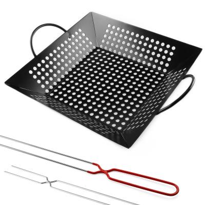 China Non Stick 3711 Non Stick BBQ Pan Grilling Basket BBQ Fish Basket BBQ Mesh Grill Basket for sale