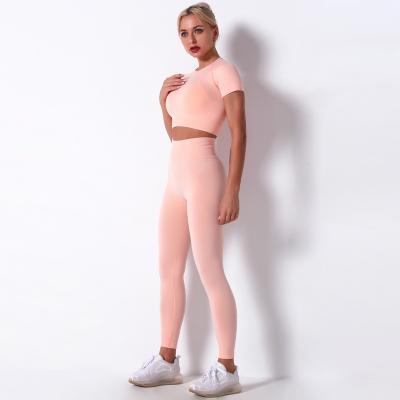 China Plus Size Fitness Quick Dry Seamless Jogger Pants Jogging Woman Yoga Suit Pants Leggings Set 2pcs For Wholesale for sale